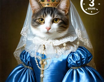 Custom Royal Pet Portrait: Renaissance Style Personalized Pet Art