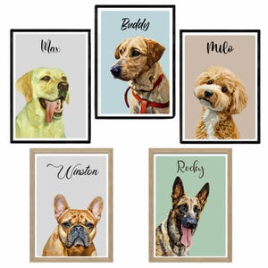 Custom Digital Pet Portrait, Watercolor Dog & Cat Illustration, Personalized Download