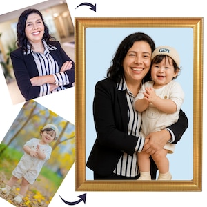 Custom Family Photo Merge: Realistic Portrait Gift (Digital Download