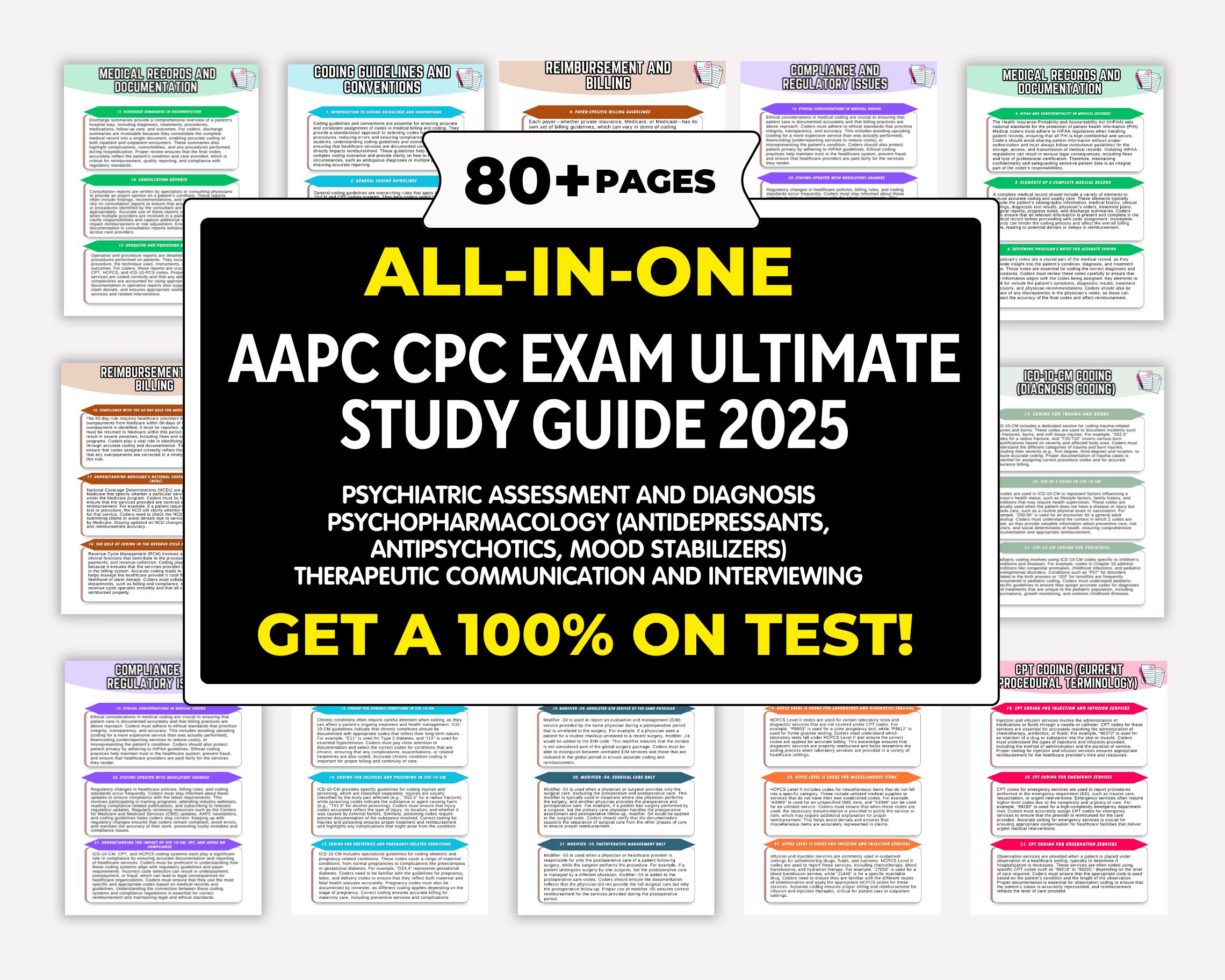 CPC Exam Study Guide: AAPC Medical Coding, Cheat Sheets & Mock Exams