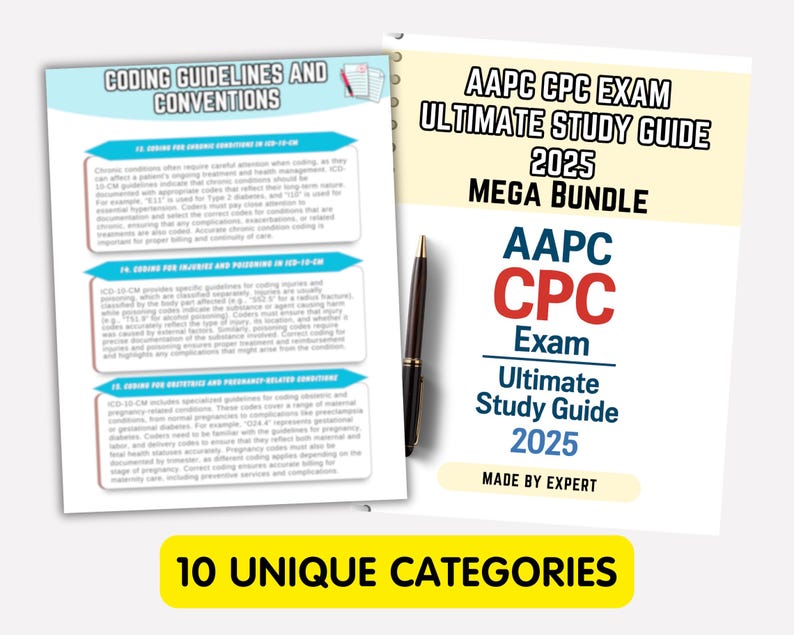 CPC Exam Study Guide: AAPC Medical Coding, Cheat Sheets & Mock Exams - Etsy