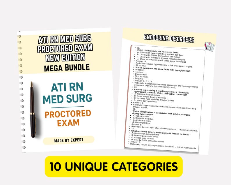 ATI RN Med Surg Proctored Exam Questions & Answers 2025 - Etsy