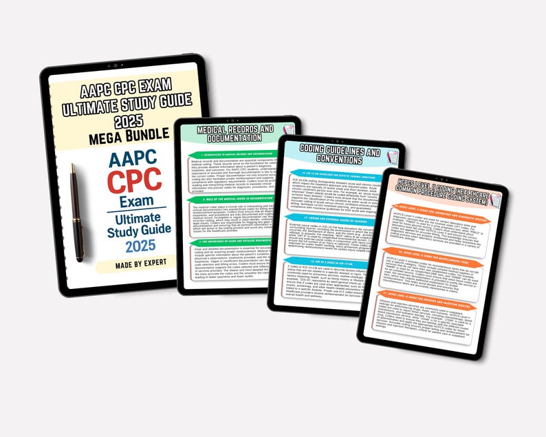 CPC Exam Study Guide: AAPC Medical Coding, Cheat Sheets & Mock Exams - Etsy