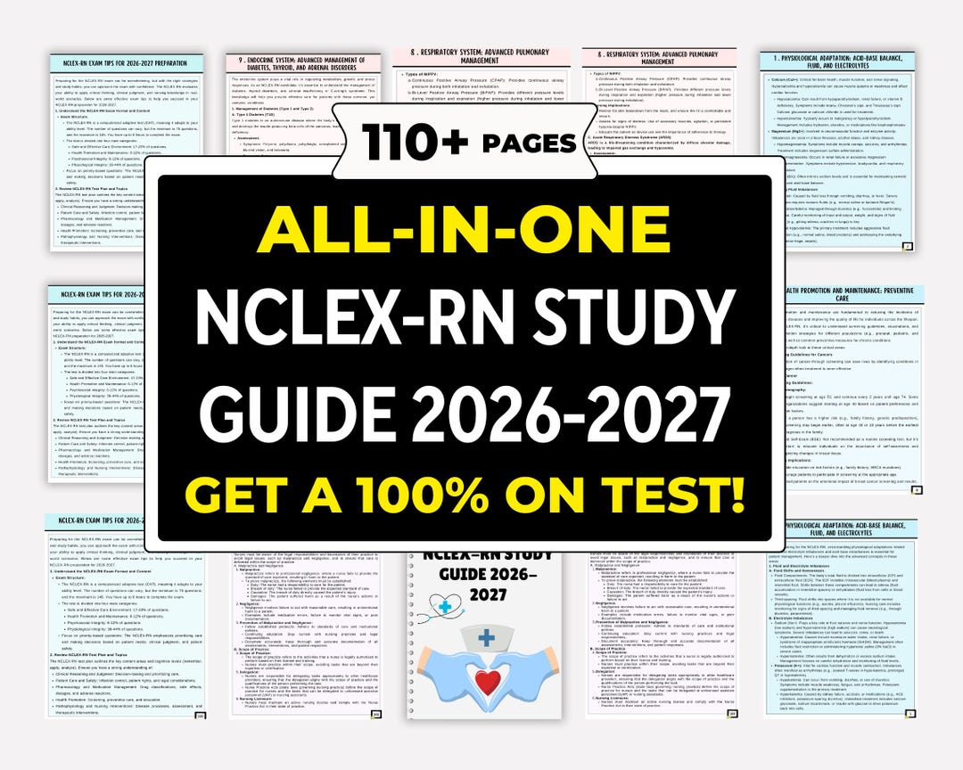 Rn Study Guide NCLEX-RN Study Guide 2026 2027 - Etsy