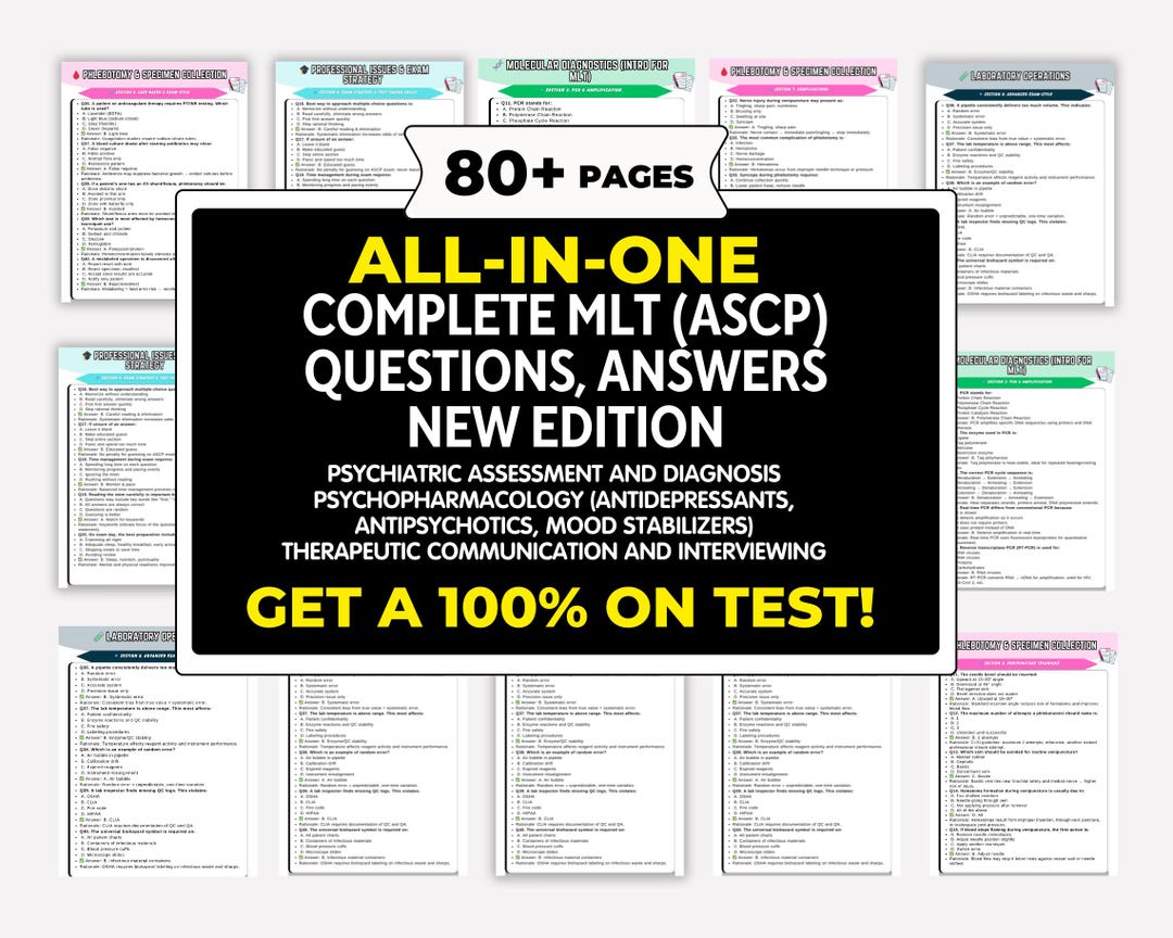 Complete MLT (ASCP) Exam Questions, Answers - Etsy