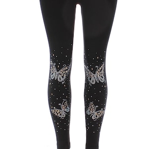 Rhinestone Leggings, Women Bling Leggings, Black Leggings, Holiday Gift, Dazzling Skull Leggings, Mom Gift, Gift for her, Sparkle Leggings