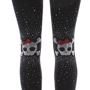 Rhinestone Leggings, Women Bling Leggings, Black Leggings, Holiday Gift, Dazzling Skull Leggings, Mom Gift, Gift for her, Sparkle Leggings
