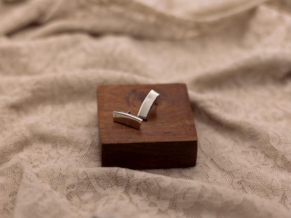 Sterling Silver Rectangular Stud Earrings – Moder… - image 3