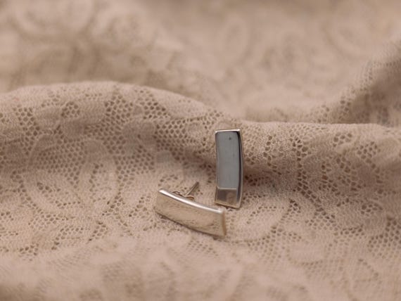 Sterling Silver Rectangular Stud Earrings – Moder… - image 2