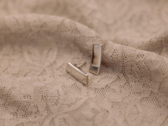 Sterling Silver Rectangular Stud Earrings – Moder… - image 4