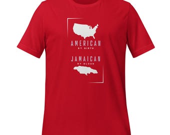American Jamaican Heritage T-Shirt, Caribbean Roots Tee