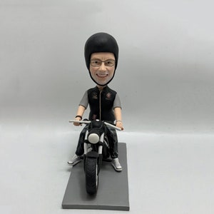 Custom Motorcycle Rider Bobblehead - personalized handmade gifts for motorcycle enthusiasts, riding fans, Father&#39;s Day or birthdays