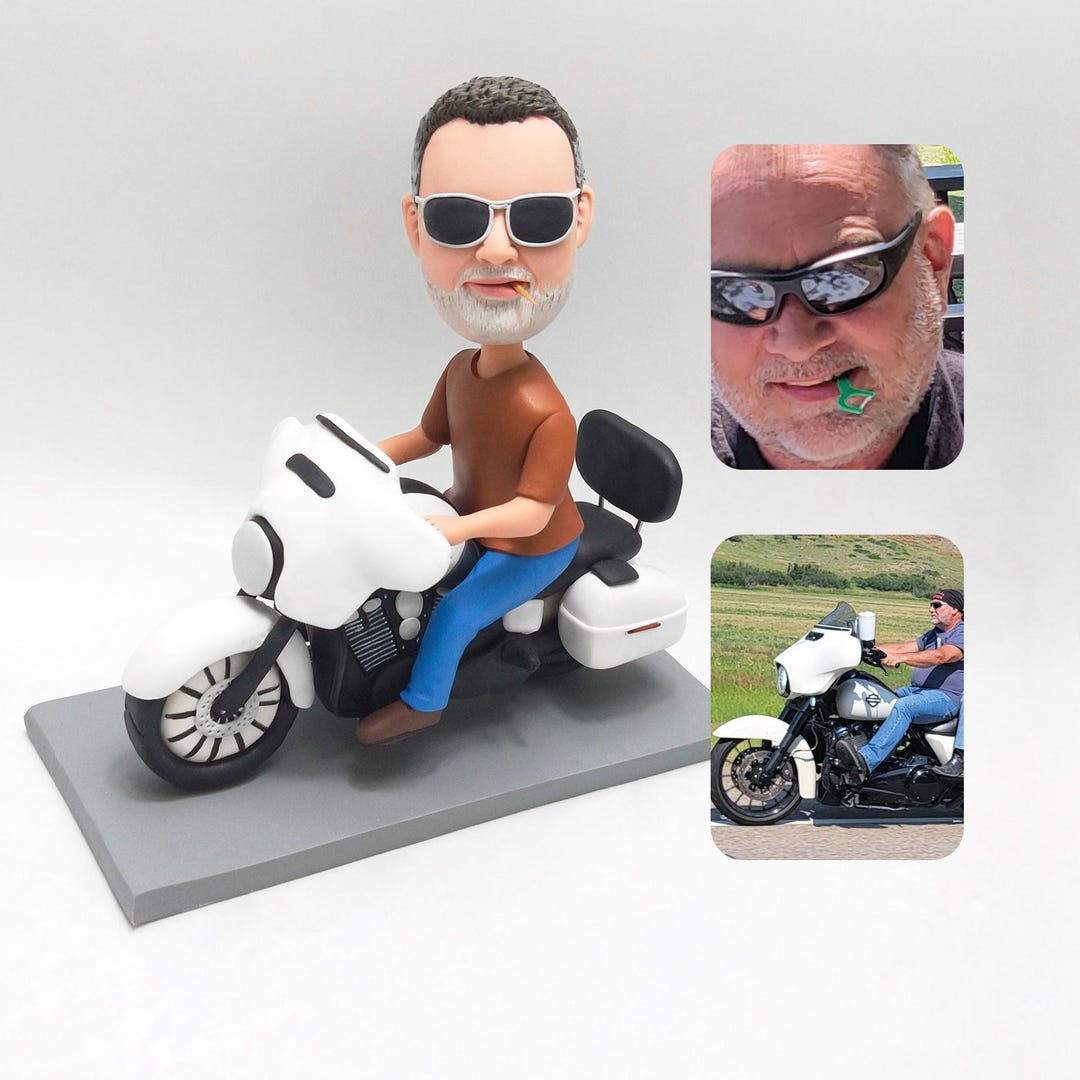Motorcycle Rider Bobblehead - Premium Biker Figurine main image 1