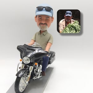 Custom Motorcycle Rider Bobblehead - personalized handmade gifts for motorcycle enthusiasts, riding fans, Father&#39;s Day or birthdays