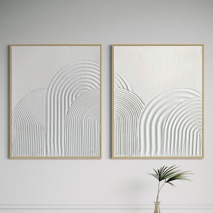 ZEN ARCH III Set of 2 White Wall Art Modern Textured Art, Plaster Art, Minimalist Original Artwork, Abstract Canvas Painting, Neutral Design