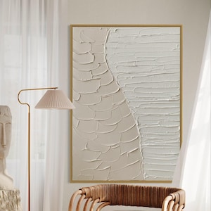 BALANCE BEIGE Wand Kunst Moderne Strukturierte Kunst Gips Kunst Wellen Minimalist Original Kunstwerk Abstrakt Große Leinwand 3D-Malerei Neutrales Design