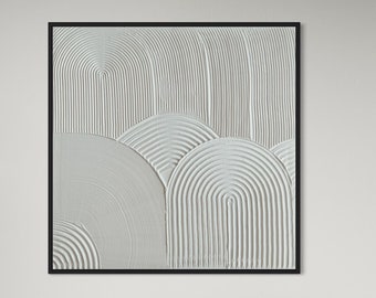 ARCHES WHITE Wall Art White Modern Textured Art, Plaster Art, Minimalist Original Artwork, Abstract Canvas Painting, Neutral Design