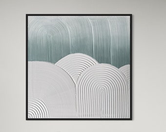 ARCHES OMBRE Sage White Wall Art White Modern Textured Art, Plaster Art, Minimalist Original Artwork, Abstract Canvas Painting, Neutral