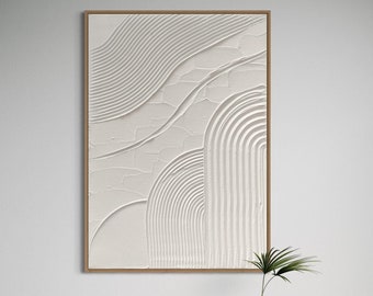 ERIS I White Wall Art Modern Textured Art, Plaster Art, Minimalist Original Artwork, Abstract Canvas Painting, Neutral Relief 3D Large Art