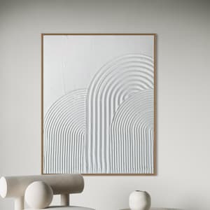 ARCH TRIPLE Wandkunst Weiße moderne strukturierte Kunst, Gipskunst, minimalistische Originalkunstwerk, abstrakte Leinwandmalerei, neutrales Design