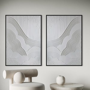 HARMONY diptych Set of 2 White Wall Art Modern Textured Art Plaster Art Minimalist Original Artwork Abstract Canvas Painting Wabi Sabi Art
