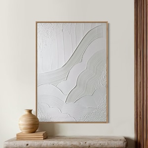 HARMONY I Wandkunst, weiße moderne strukturierte Kunst, Gipskunst, minimalistische Originalkunstwerk, abstrakte Leinwandmalerei, neutrales Design