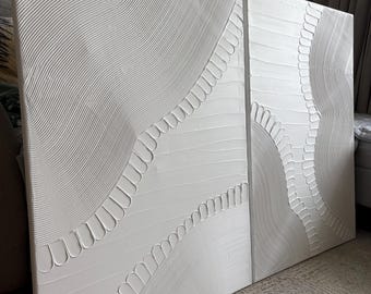 Modern Abstract Diptych 140x100cm Wall Art Textured Neutral White Canvas Minimalist Geometric Artwork  Japandi Wall Decor Set of 2