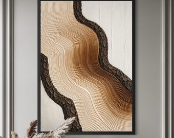 LOKI beige white brown Wall Art Modern Textured Art Plaster Art Minimalist Original Artwork Abstract Canvas 3D Painting Wabi Sabi Art