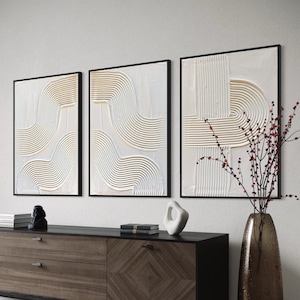 NUIT Set of 3 White Arch Wall Art Modern Textured Art Triptych Plaster Art 3 piece 3D art Minimalist Original Artwork Wabi Sabi Japandi