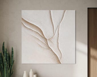 LUMA OFF WHITE Wall Art Modern Textured Plaster Art 3D Minimalist Original Artwork Large Abstract Canvas Painting Neutral Design Japandi