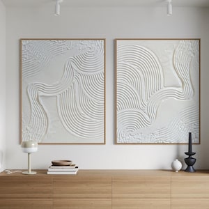 HARMONY Set of 2 White Diptych Wall Art Modern Textured Art Plaster Minimalist Original Artwork Abstract Canvas Painting Wabi Sabi Japandi