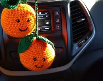 Fun plushy mobil oranges for car rearview mirror
