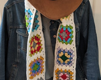 Granny Square Bohemian scarf - OOAK   Mothers Day