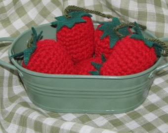 Crochet Play Food Strawberries - Photo shoot -Strawberry Festival Picnic Basket