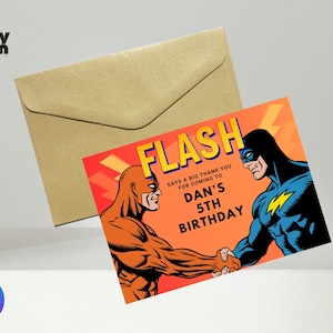 Editable Flash Thank You Card, Printable Flash Birthday Party Thank You, Boy Birthday, Flash Party