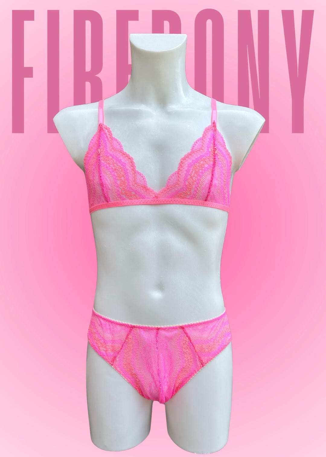 Mutandine Slip Rosa Lingerie Senza Schienale In Pizzo E Raso - Donna, Femboy, Sissy, Gay - Foto 3