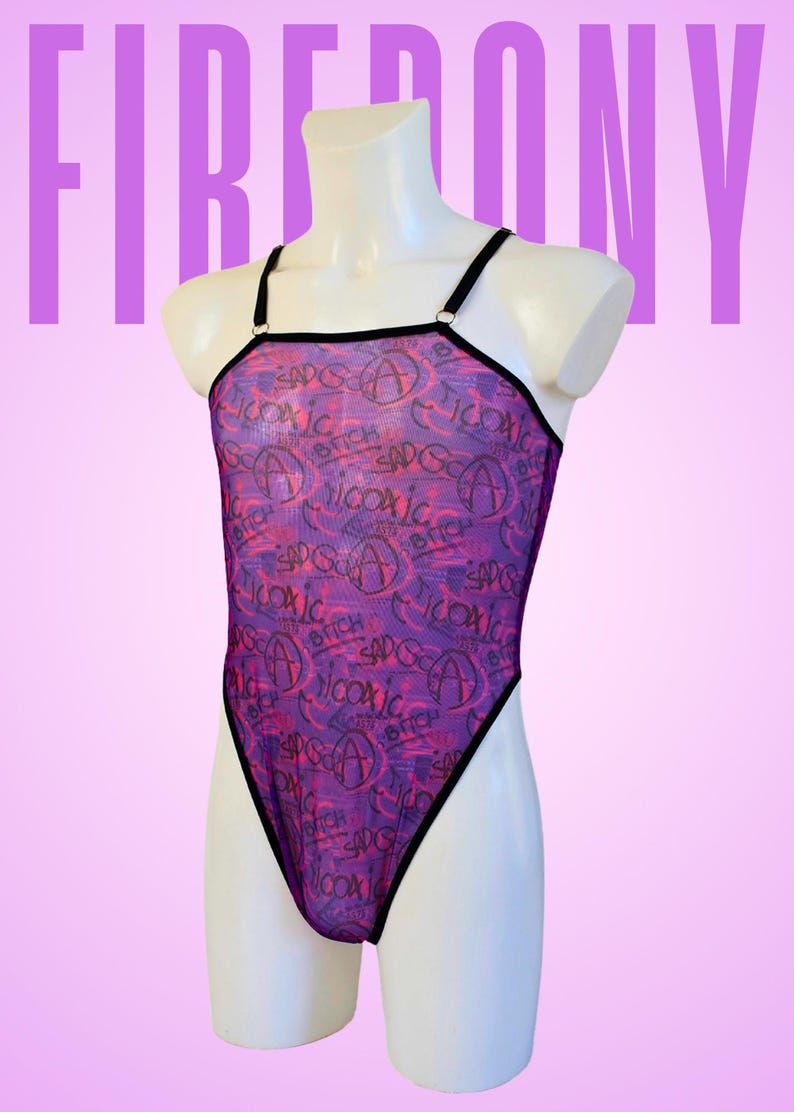 Sexy Mens Mesh Bodysuit, Black Fishnet Bodysuit for Men, Mens lingerie, Gay lingerie, Men bodysuit leotard, Sheer man underwear, Gay clothes Purple Graffiti
