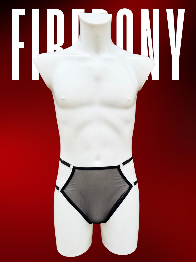 Black mesh feminine lingerie for men, Male lingerie, Mens lingerie, Femboy lingerie, Male lingerie set, Gay lingerie, Transparent lingerie image 8