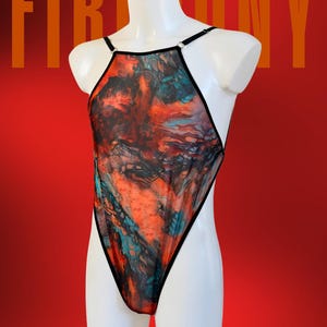 Sexy Fishnet Men&#39;s Bodysuit - Gay Lingerie for Men - Leopard Print Mesh Thong - FirePony One-Piece - XS to 3XL