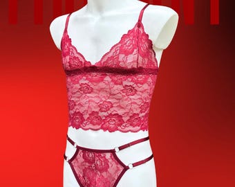 Burgundy Sissy lingerie for men, Femboy lingerie, Mens panties, Men's bra, Transgender lingerie, Femboy clothing, Femboy panty