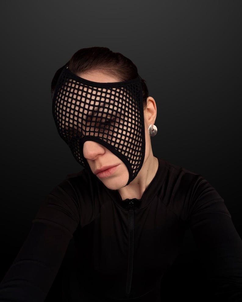 Black Mesh Rave Mask – Cyberpunk Festival Face Accessory, DJ Half Face ...