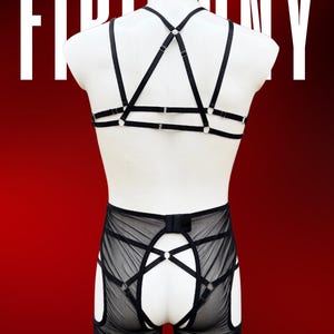Black mesh feminine lingerie for men, Male lingerie, Mens lingerie, Femboy lingerie, Male lingerie set, Gay lingerie, Transparent lingerie image 3