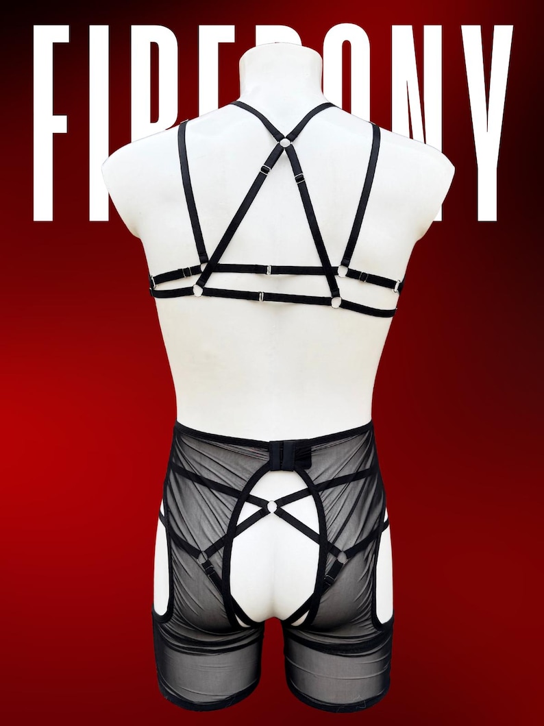 Black mesh feminine lingerie for men, Male lingerie, Mens lingerie, Femboy lingerie, Male lingerie set, Gay lingerie, Transparent lingerie image 3