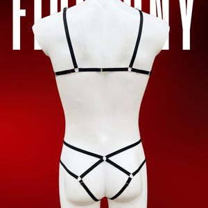 Black mesh feminine lingerie for men, Male lingerie, Mens lingerie, Femboy lingerie, Male lingerie set, Gay lingerie, Transparent lingerie image 7