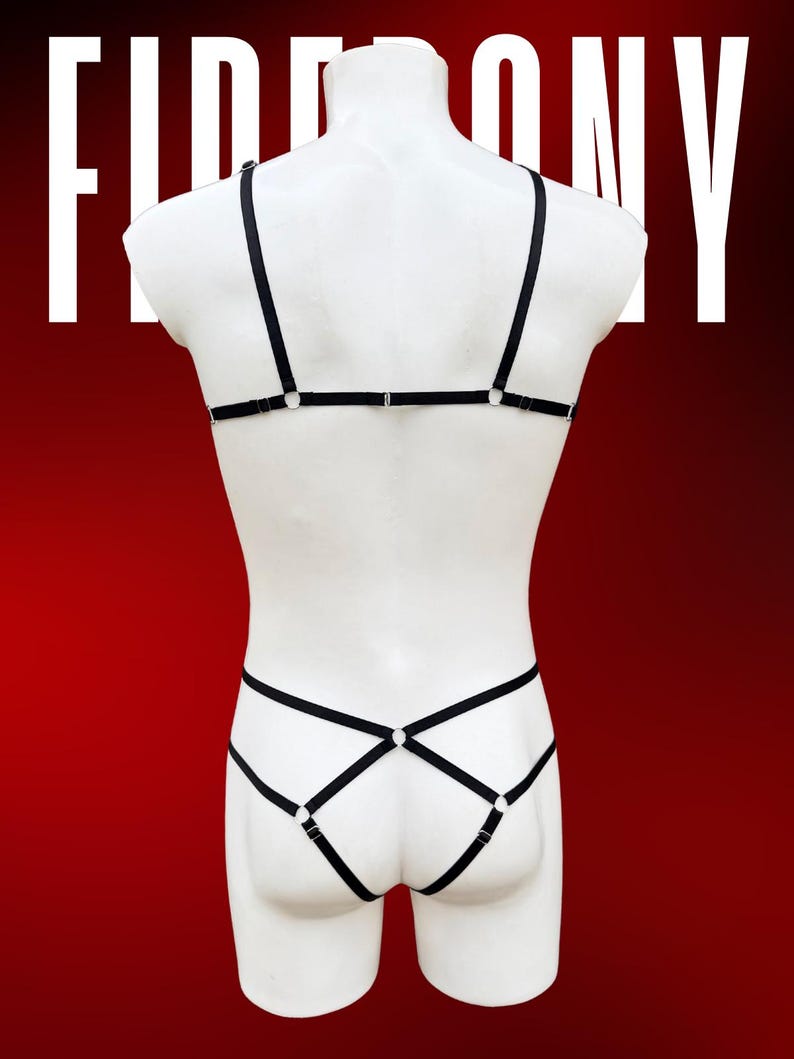 Black mesh feminine lingerie for men, Male lingerie, Mens lingerie, Femboy lingerie, Male lingerie set, Gay lingerie, Transparent lingerie image 7