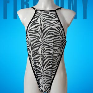 Hot Zebra Mens Mesh Bodysuit, Mens Nightclub Outfit, Fishnet bisexual bodysuit, Body homme, Sissy lingerie, Gay lingerie See Through Singlet