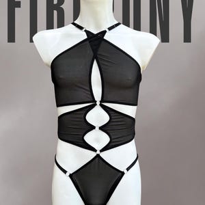 Black Leather Cut-Out Thong Bodysuit – Mens Sexy Bodysuit – Gay Lingerie, Femboy Outfit,  Mens underwear see through, Gay underwear, Mankini