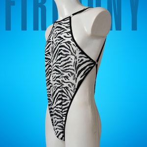 Zebra Print Mens Sexy Bodysuit – See Through Mesh Singlet – Men Thong Bodysuit, Gay Lingerie, Crossdresser Body, Wrestling Singlet