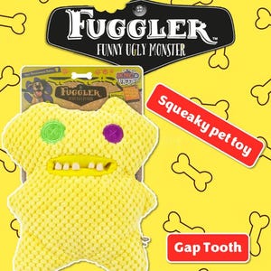 NUEVO Juguete para Perros FUGGLER 2025 - Monstruo Amarillo Chirriante con Dientes Abiertos - 8.5&quot;