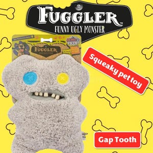 NEW 2025 FUGGLER Dog Toy - Gap Tooth Grey Squeaky Monster - 8.5&quot;